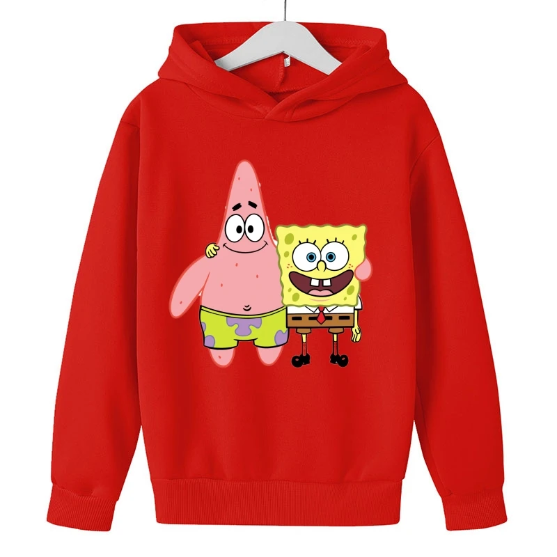 New Children\'s Cartoon Spongebob hoodies Kawaii Fashion Patrick star Sweater outdoor Sports Casual Shirt Multi boy sweatshirt