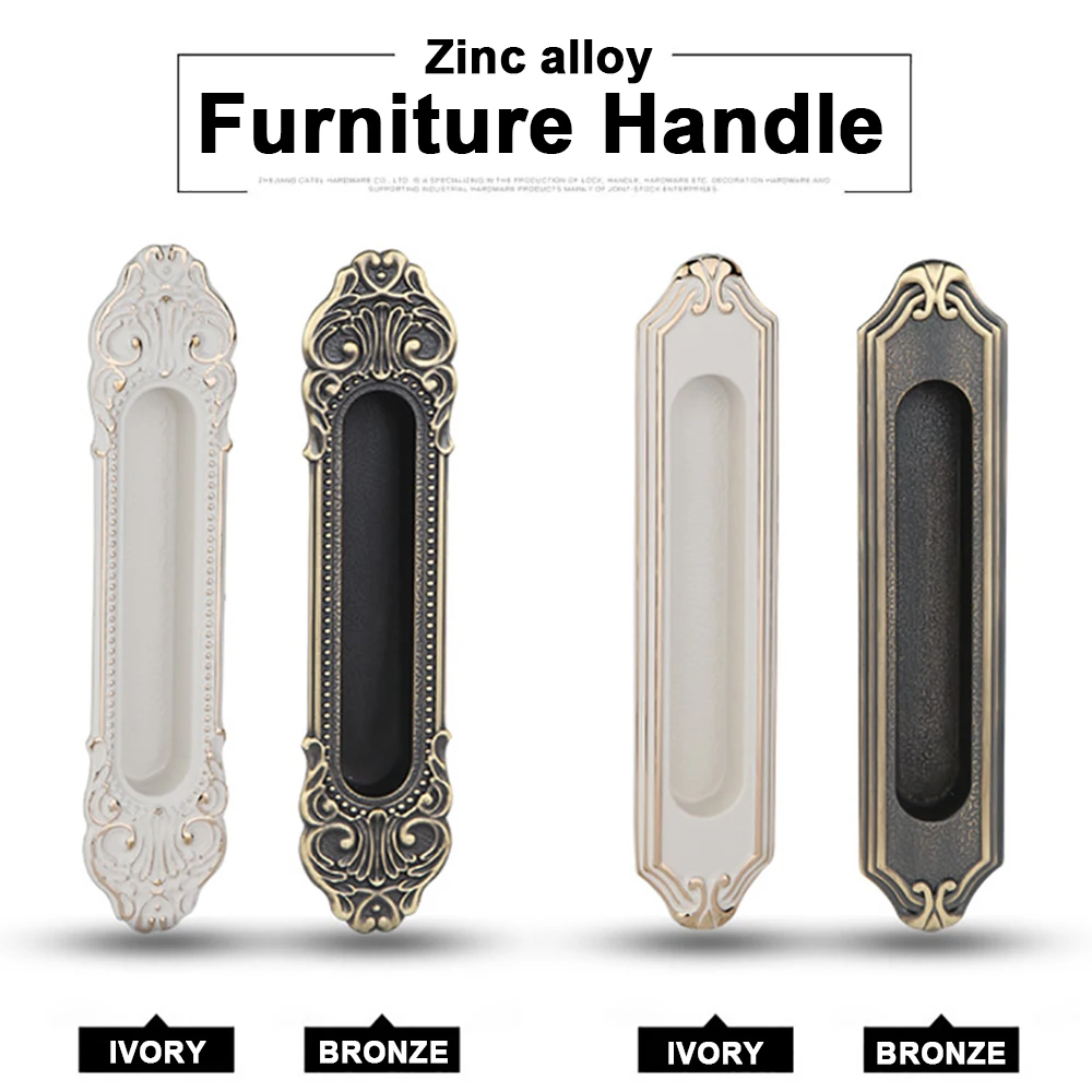 

Vintage Tatami Hidden Door Handles Zinc Alloy Recessed Pulls European Cabinet Handle Bedroom Door Handle Furniture Handle