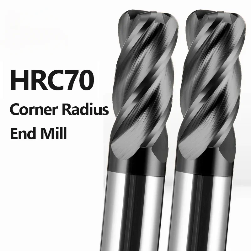 

HRC70 4 Flutes CNC Corner Radius End Mill R Bullnose R0.5 R1 R2 Surface Machining Metal Router Tool Tungsten Steel CARBID CUTTER