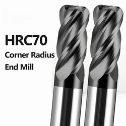 HRC70 4 Flutes CNC Corner Radius End Mill R Bullnose R0.5 R1 R2 Surface Machining Metal Router Tool Tungsten Steel CARBID CUTTER
