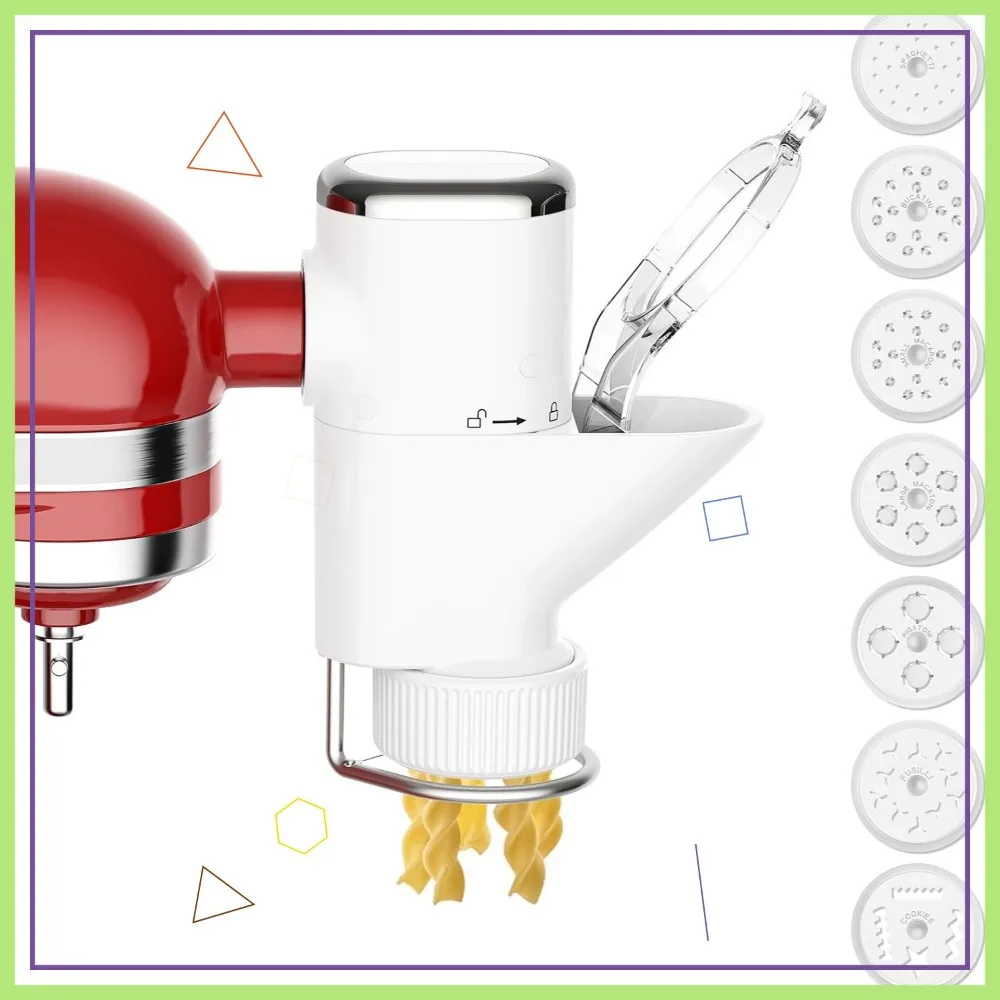 

7-in-1 Pasta Maker Attachment for Stand Mixers with Interchangeable Plates and Storage Box
