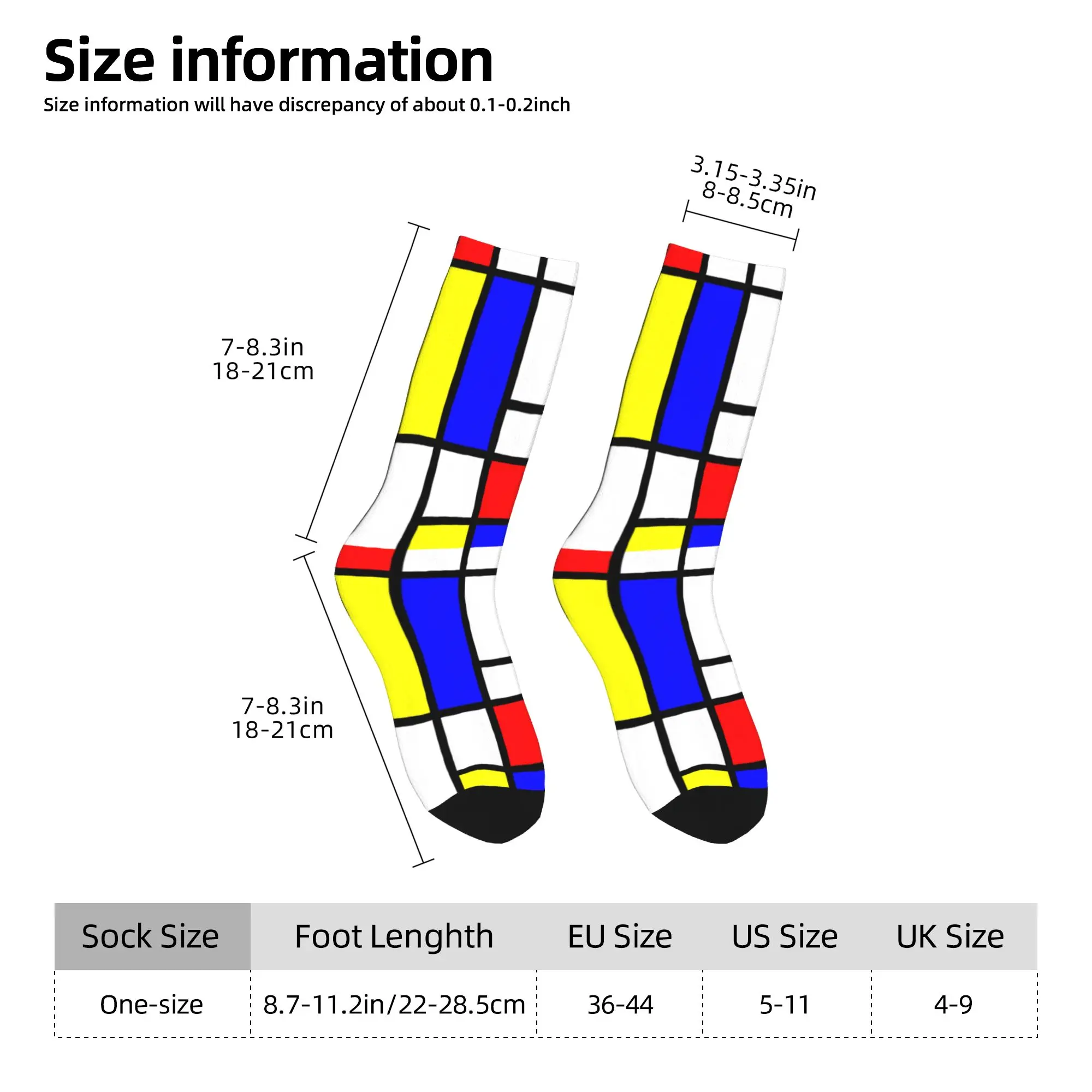 Custom Geometric Modern Mondrian Dress Socks for Men Women Warm Fashion Color Art Plaid Crew Socks view 4