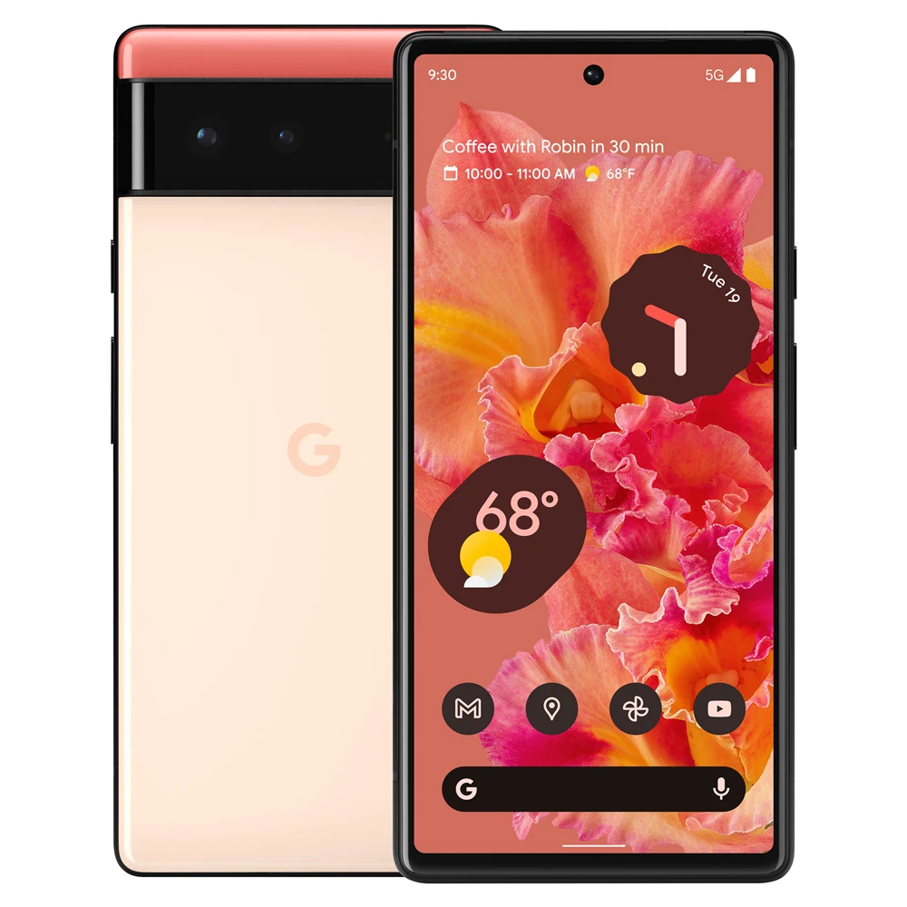 هاتف محمول أندرويد مفتوح من Google Pixel 6 ، موتر Google ، ثماني النواة ، ذاكرة رام 8 جيجابايت ، 50 ميجا بكسل ، 12 ميجا بكسل ، 8 ميجا بكسل ، NFC ، eSim ، ، هوب هوب جي بي ، جي بي روم