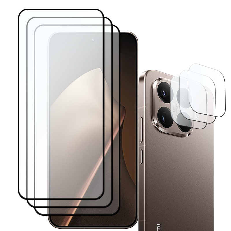 3+3/For Xiaomi 15T Screen Glass 15T Pro Tempered Glass Protector 9H Anti-Scratch Front film +Soft Fiber Camera Lens film 