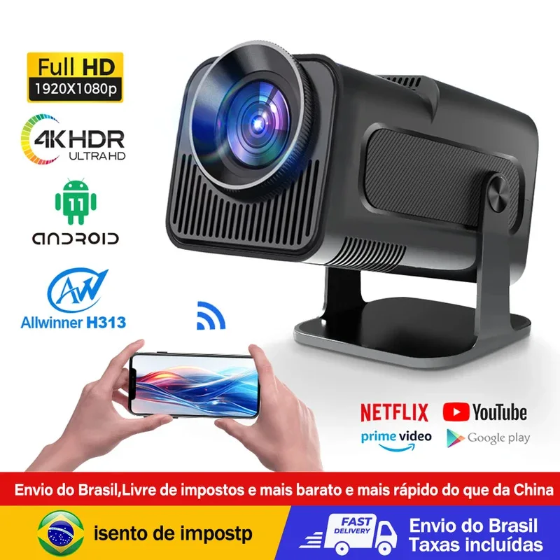 جهاز عرض HY320mini جديد عبر الحدود جهاز عرض صغير محمول عبر الحدود في الخارج 4k جهاز عرض قصير التركيز من المصنع أندرويد ث