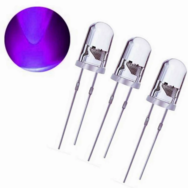 300Pcs/Lot 5Mm Round Purple Uv Led Diode Super Bright Water Clear Led Light Lamp Purple Color