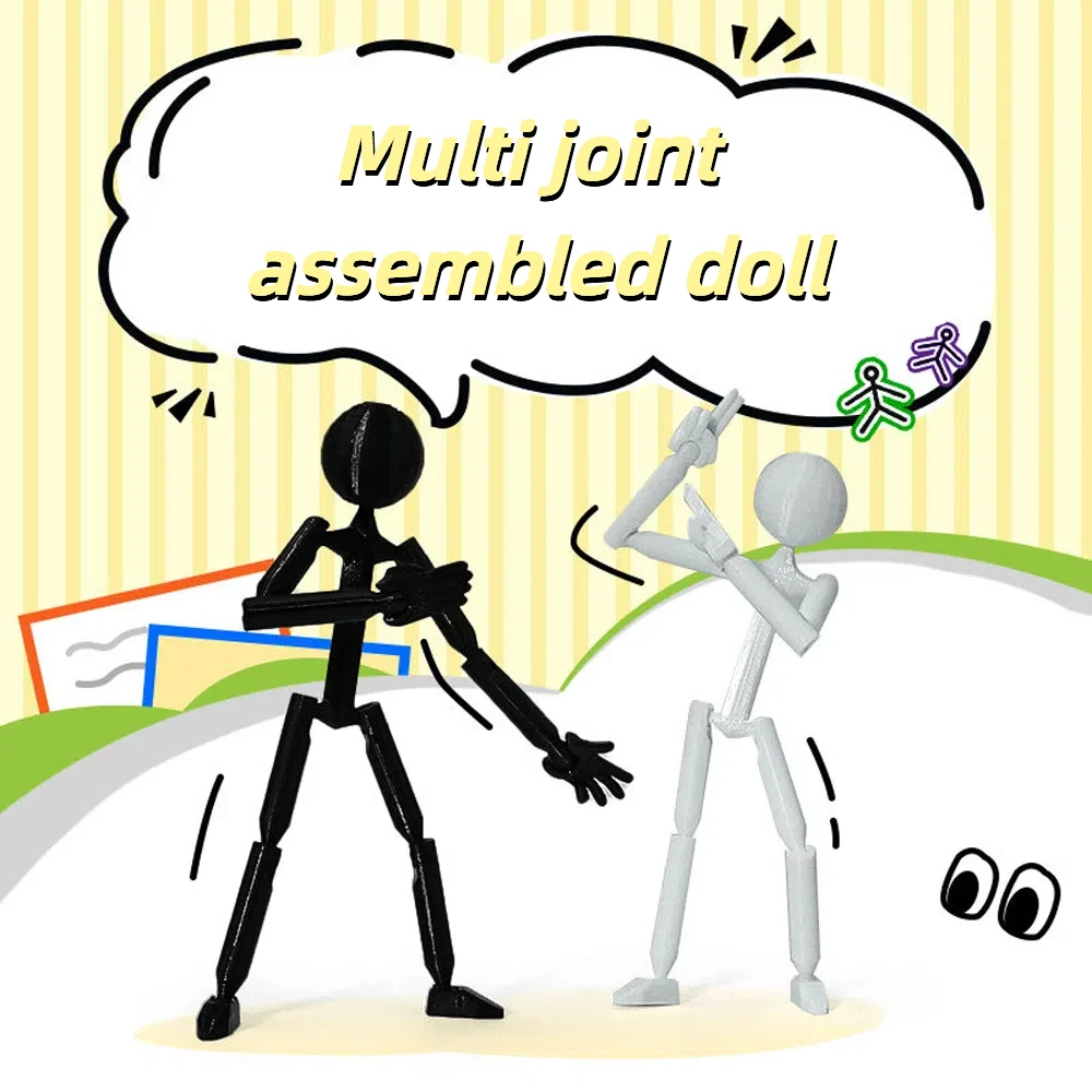 Multi-Jointed Multi Joint Stickman Toy Movable 3D Printing 3D Printed Mannequin Novelty Action Figure Stickman Assembled Robot