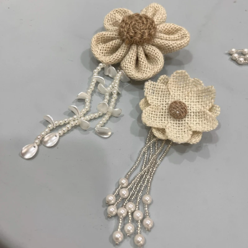 Handmade Beaded Tassel Flower Brooch Accessories Countryside Series Pin Women's Jewelry  Corsage