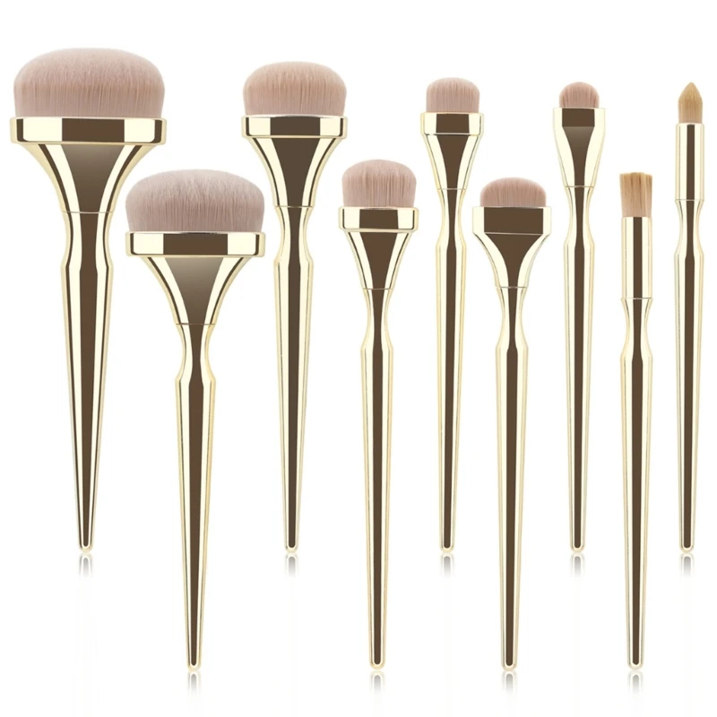 Multifunctional Brushes Friendly Handle 9pcs Cosmetic Brush Set Synthetic Fiber Brushes For Delicate Makeup Techniques