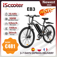 IScooter Electric Bike EB3 for Adult, E-bike Electric City Bike With 500W Motor, 36V 10.4AH Removable Lithium Battery