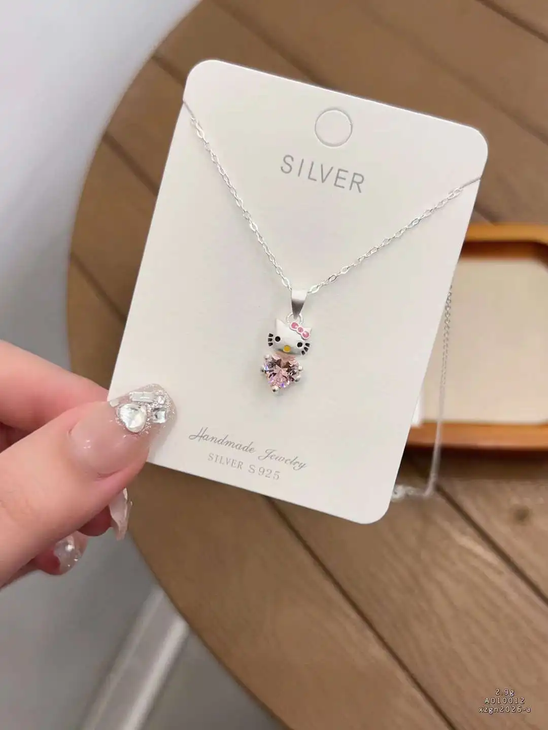 Sanrio Necklaces For Womens Cute Hello Kitty 925 Silver Shiny Simple High Sense Lucky Diamond Pendant Jewelry Birthday Gift