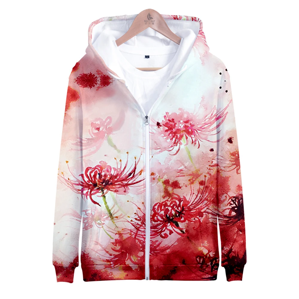 zipper sweatshirt Men's and women's clothing high street trend couple Fashion pure cotton zipper jacket hip hop flower