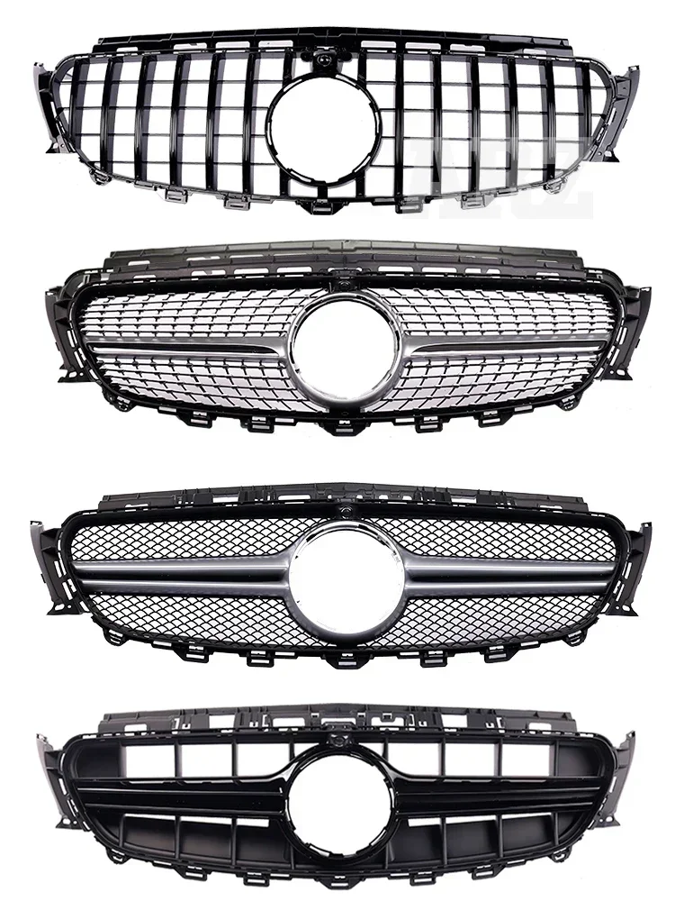 For Mercedes Benz E Class W213 C238 2016-2019 Front Bumper Panamericana GT Diamond Style Grille Prefacelift AMG Black Chrome