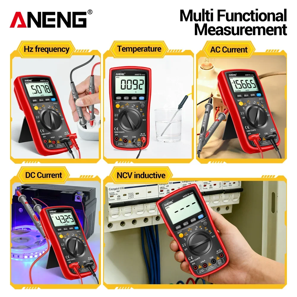 ANENG AN870 Digital Multimeter AC/DC Voltage Current 19999 Count True Rms Profesional NCV Transistor Auto Range Electrician Test view 4