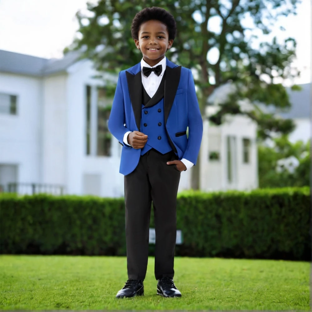 

Boys Suits Slim Fit Dresswear 4 Pieces Blazer Vest Pants Bow Tie For Wedding Birthday Party Handsome Child Tuxedo Piano Contest