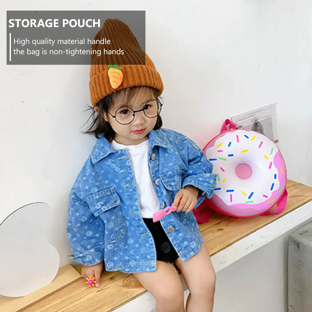 

1 шт. Милый детский рюкзак в форме пончика для мальчиков и девочек, премиум-класса, легкий, портативный, для школы и путешествий, удобный, вместительный.