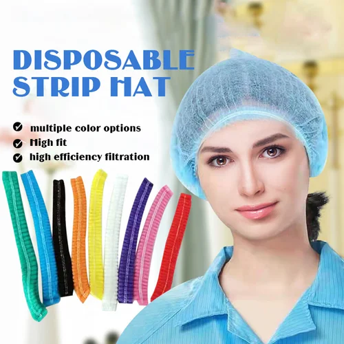 Gorro de tira desechable, tapa antipolvo no tejida, color rosa, azul y blanco, para salón de maquillaje, herramientas de maquillaje, 50/100 Uds.