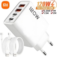 XIAOMI 120W 4 Port USB Type C Charger Fast Charging Data Cable USB Phone Charger Adapter for Samsung IPhone Huawei Wall Charger
