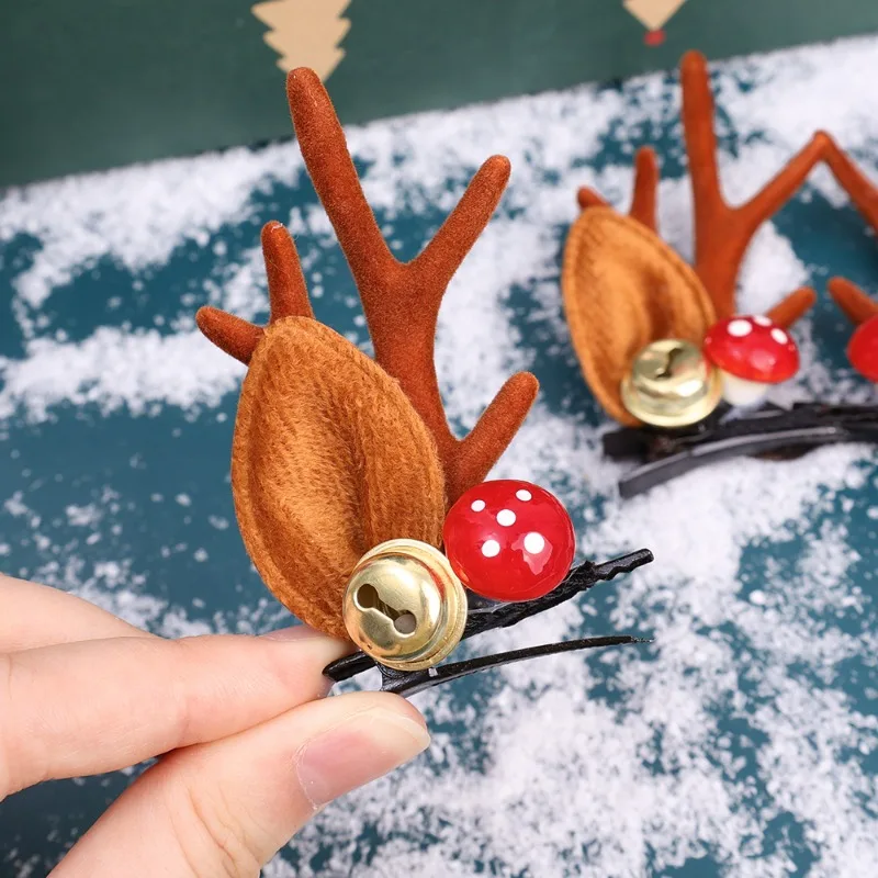 Cute Christmas Headwear Antlers Hats Deer Ears Bells Hair Clips Colorful Playful Hairpins Interesting Versatile Party Supplies