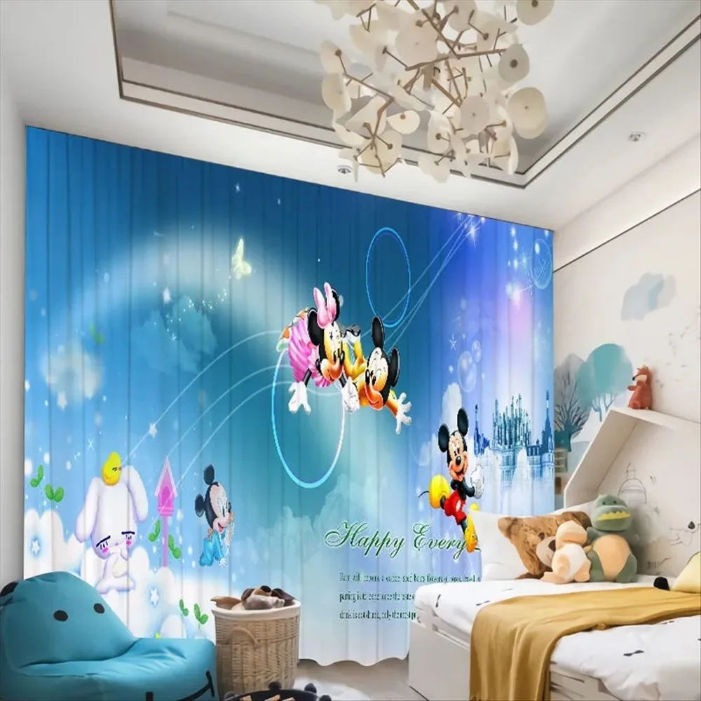 3D Print Blackout Curtains Home Decoration Custom Window Drapes Disney Cartoon Mickey Minnie Mouse Shading Curtain for Bedroom