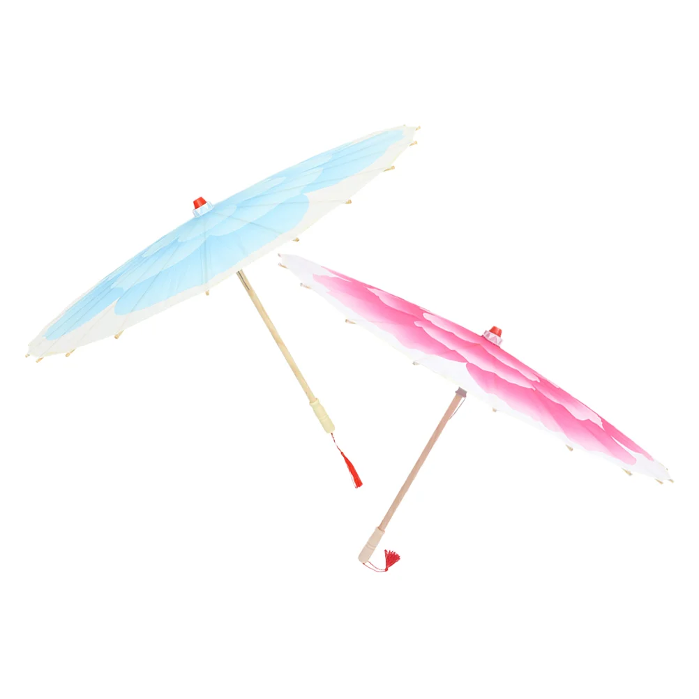 

2 Pcs Peony Flower Oil Paper Umbrella Chinese Umbrellas for Women Cosplay Sun Vintage Decor Asian Cloth Classical Bamboo