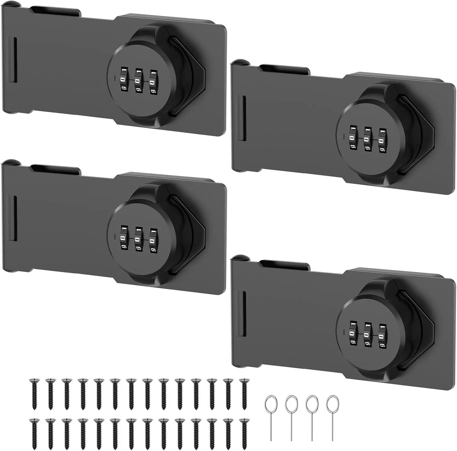 

4-Pack Mechanical Combination Door Locks, Secure Cabinet Latches for Barns, Gates, Bathrooms