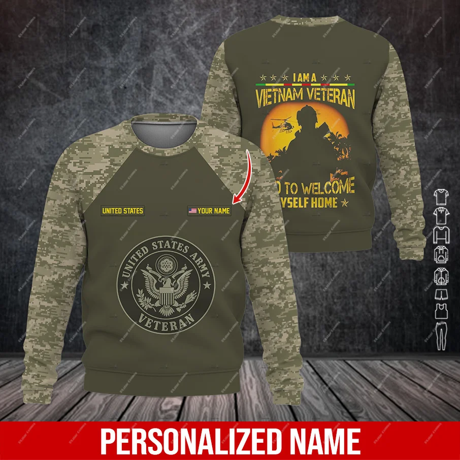 Custm Name Veteran Military Army Cosplay Soldier Camo Retro Vintage Trucksuit 3DPrint Harajuku Pullover Casual Jacket Hoodies P