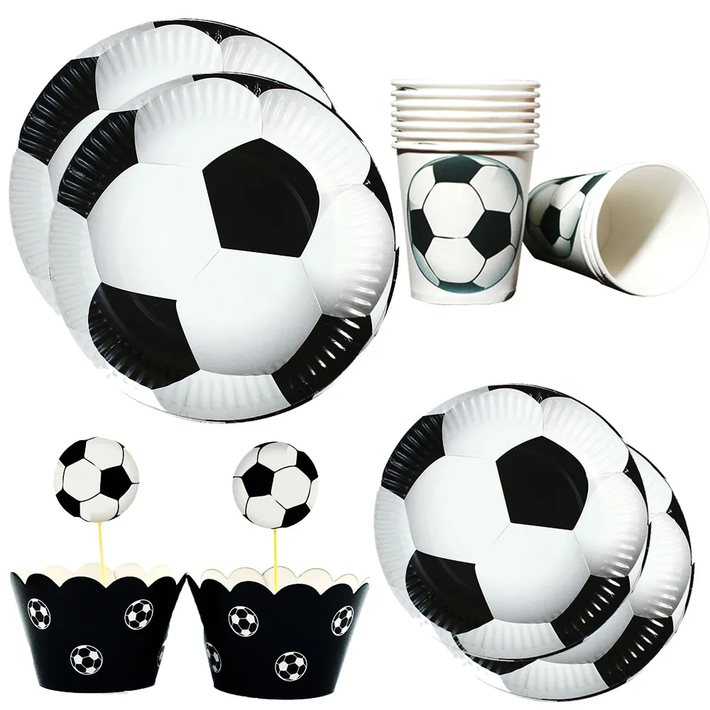 Soccer Party Supplies Football Disposable Plates Napkins Cup for Boys Kids Sports Soccer Theme Birthday Party Decorations