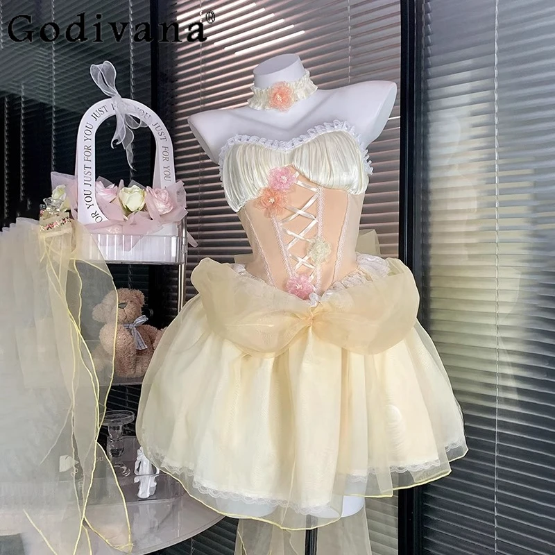 

Women's Princess Style Cosplay Dress Original Tube Top Lolita Party Dress Sweet Girl Mesh Fluffy Fairy Uniform Role Play Dress