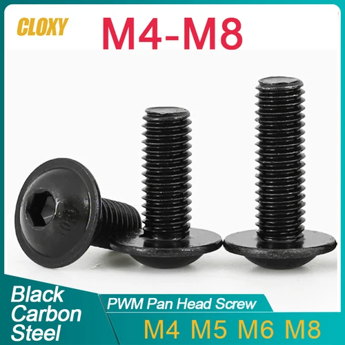 5/ 10/ 20pcs 학년 10.9 검은 육각 육각 소켓 둥근 단추 플랜지 머리 와셔 칼라 나사 볼트 M4 M5 M6 M8 