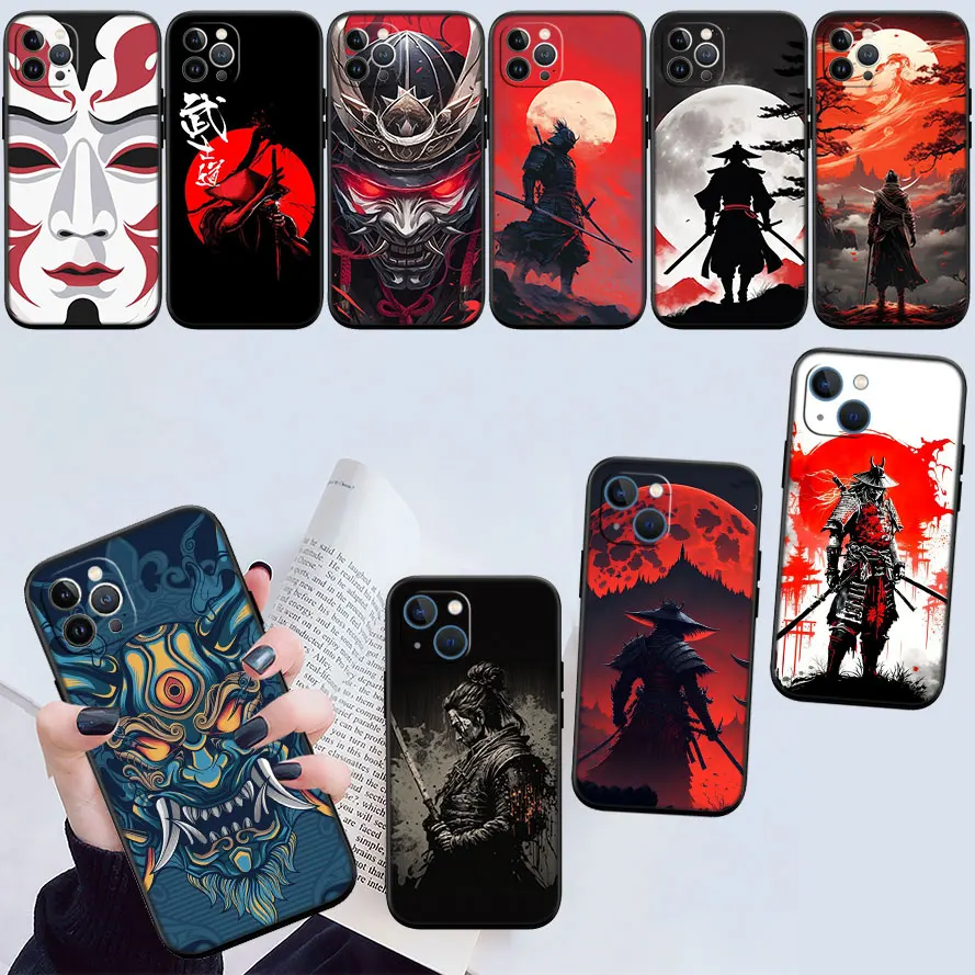 FX40 Japan Samurai Mask Phone Case for Samsung M06 M15 M16 M35 M55 M56 A36 A42 A50 A50S A51 A52 A32 A33 A05 A05S A06 A16 A20