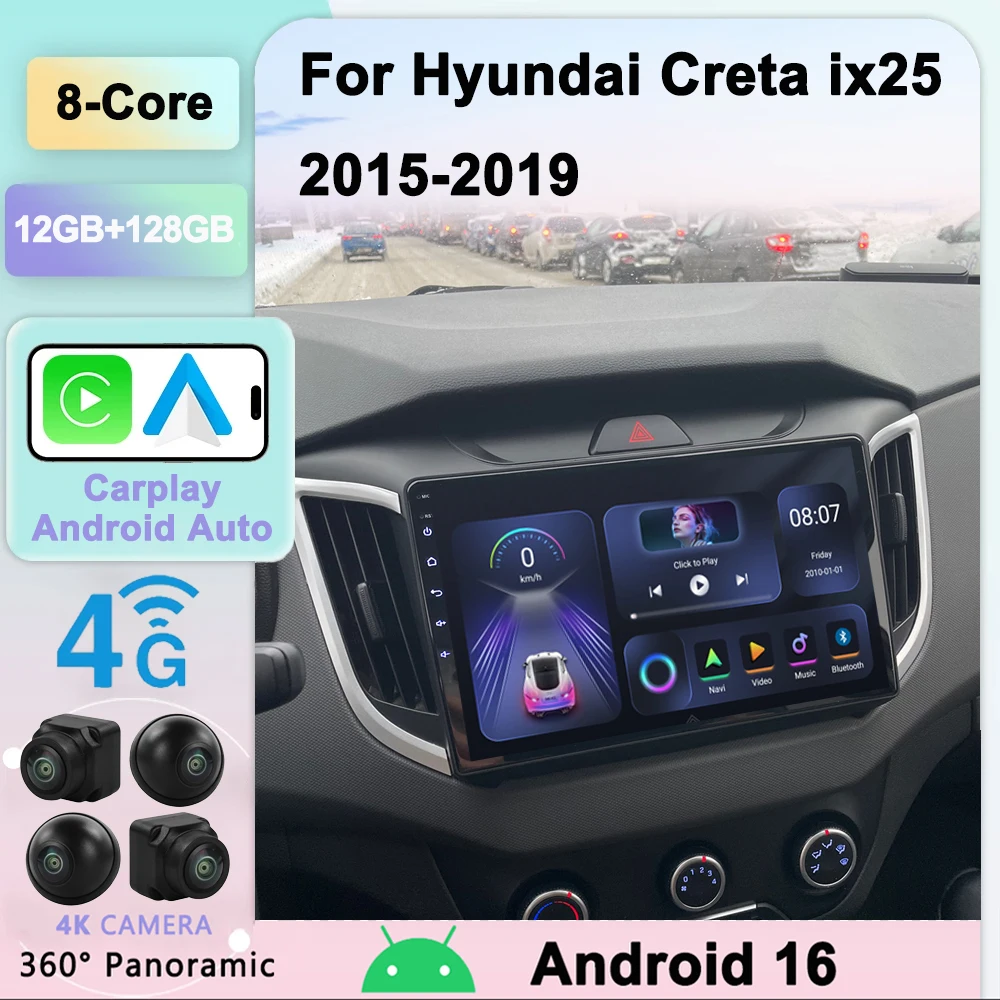 

Android 16 2Din 4G Car Stereo Radio For Hyundai Creta ix25 2015-2019 Multimedia Video Player Navigation Head Unit Carplay