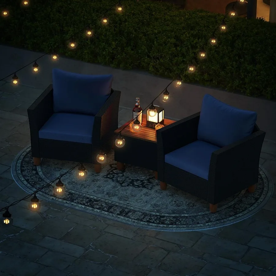 3-Piece Patio Conversation Set with Built-in Storage Coffee Table PE Rattan Wicker Sofa Set Featuring Comfortable Cushions Dura