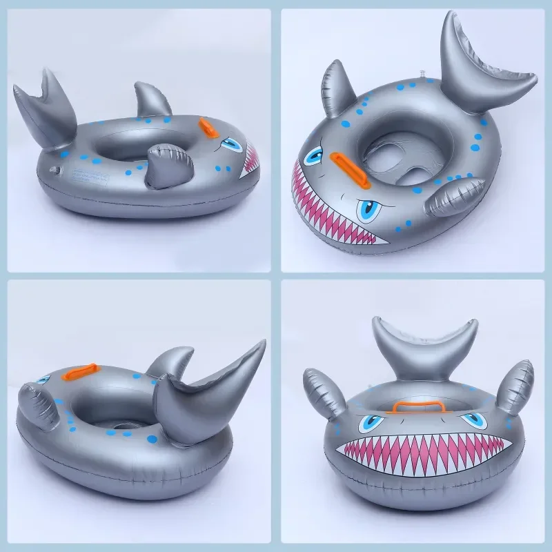 Tubarão dos desenhos animados brinquedo inflável para meninos meninas pvc brinquedos de água anel inflável natação assento flutuante barco verão piscina ao ar livre