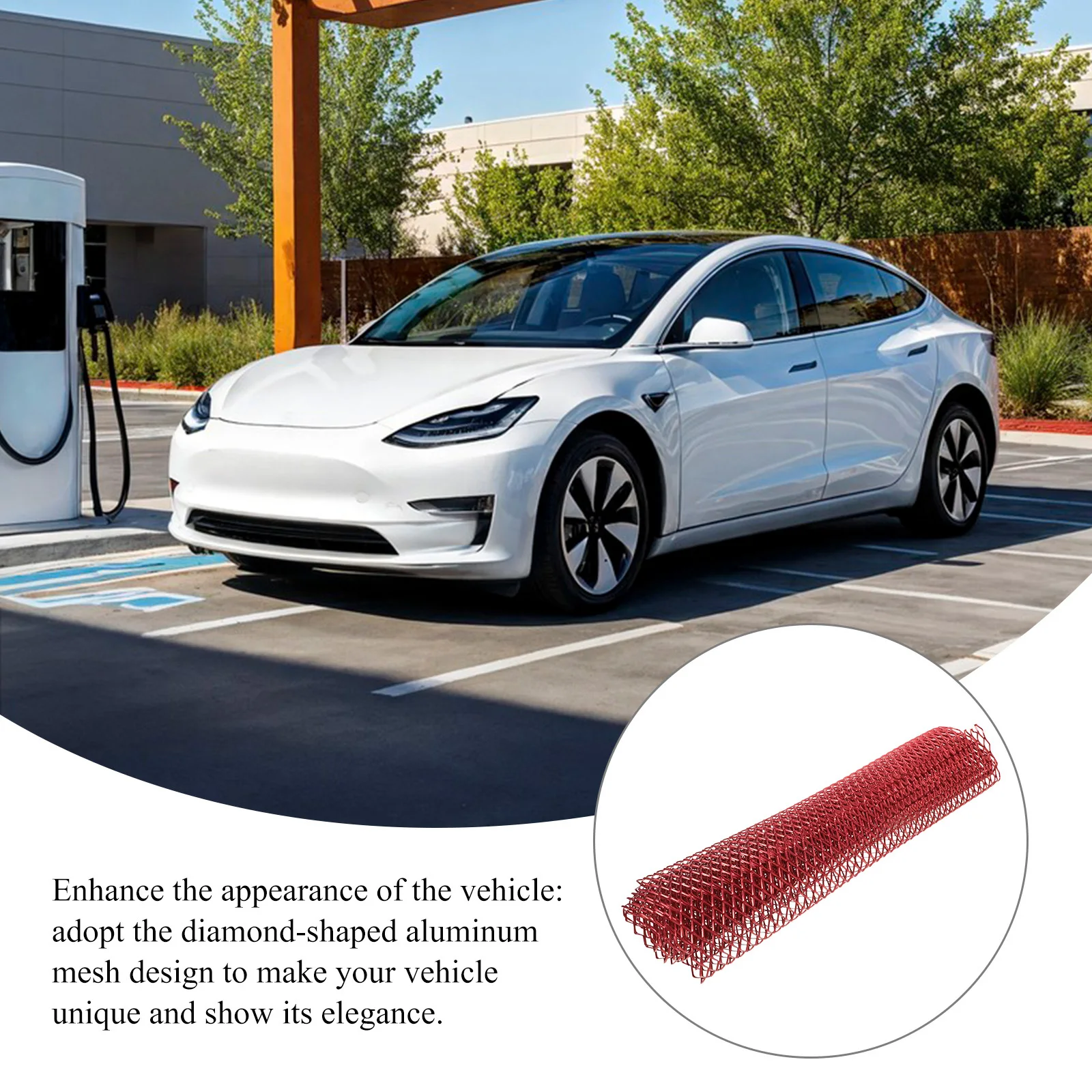 

100x33cm Hood Vent Grill Mesh Aluminum Alloy Car Grill Insert for Front Bumper Exterior Enhancement Automotive Grilles