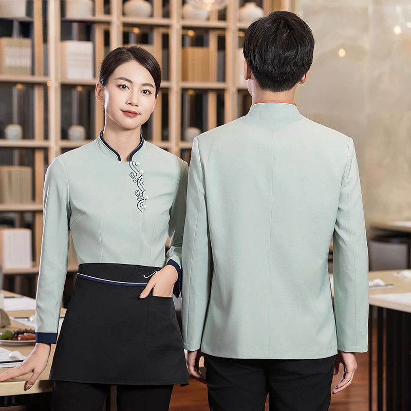 

Long Sleeve Hotel Uniform Waiter Uniforms Hot Pot Restaurant Catering Waitress Overalls Fast Food Kitchen Tooling Chef Jacket