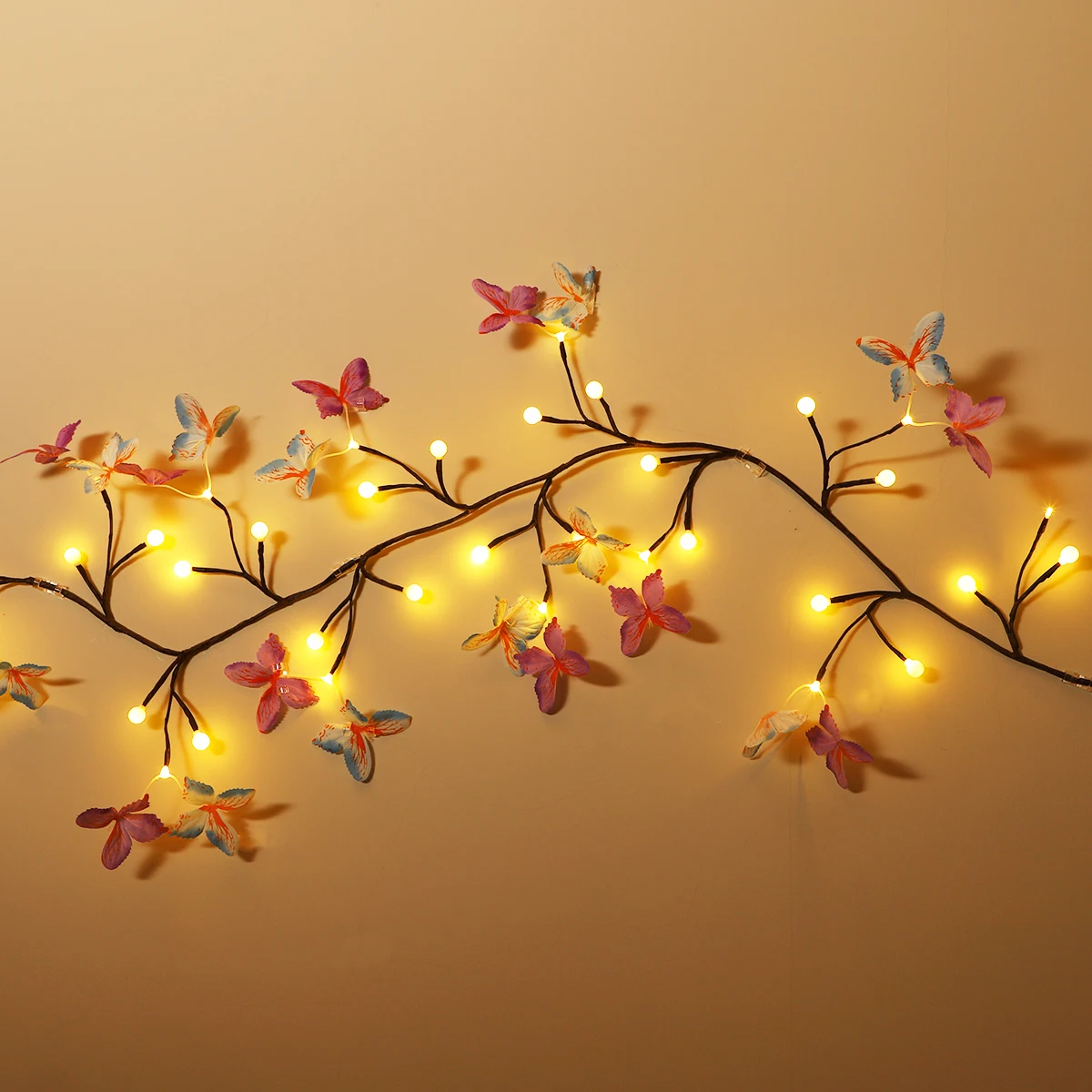 Luz de design dobrável de rattan simulado Luz de videira alimentada por USB adequada para parede, quarto, layout de cena de decoração de sala de estar