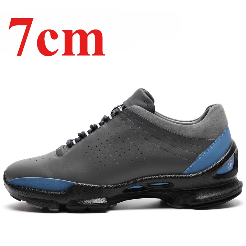 

Модные мужские кроссовки на платформе для увеличения роста, 7 см, кожаные повседневные кеды, удобные спортивные туфли на толстой подошве