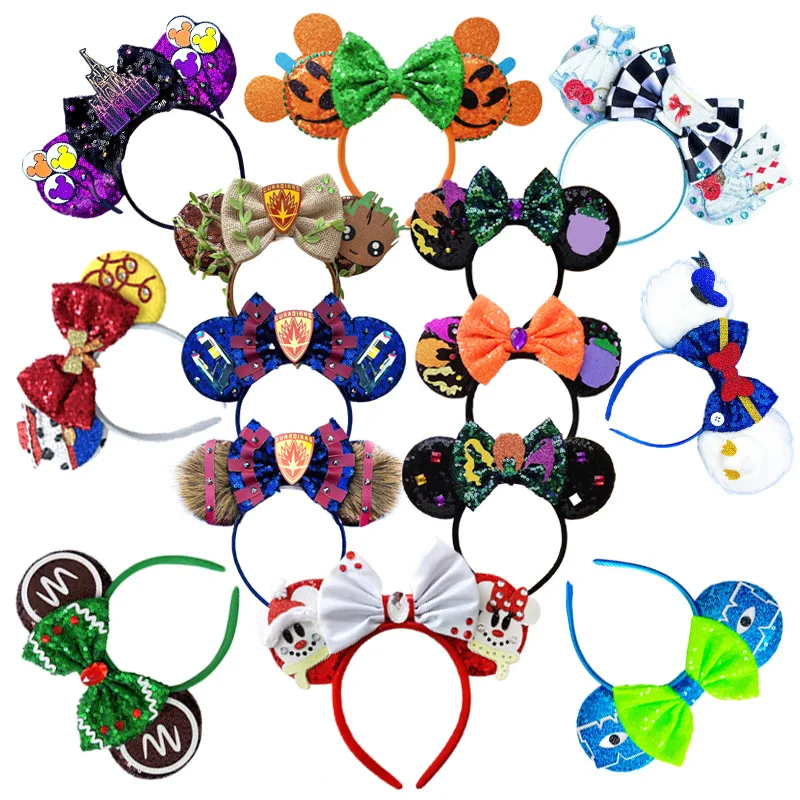 Mickey Mouse Ears Headband Plush Donald Duck Hairband Hot Cartoon Character Cosplay Adult/Kids Halloween Party Hair Accessories