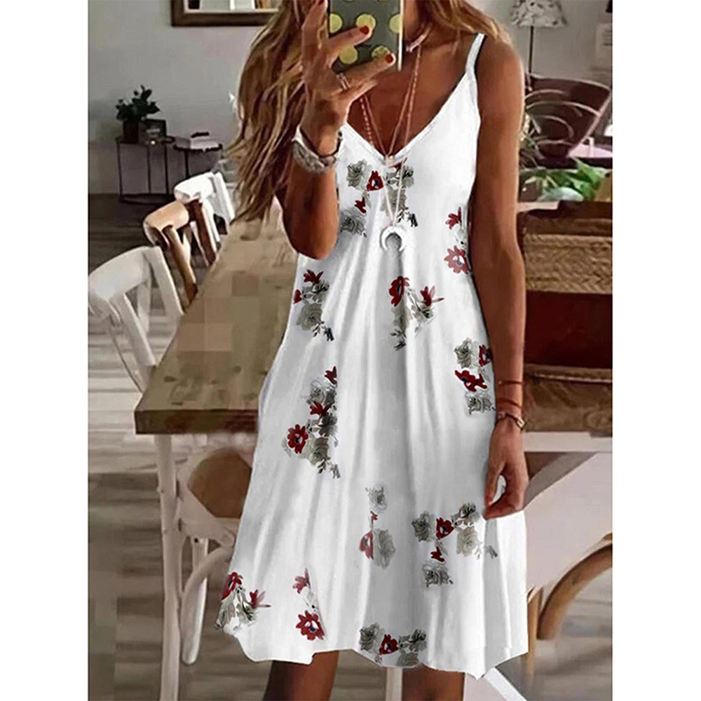 Camisole Dress for Women 2023 Summer Beach Dresses Vestido Casual Robe Female Clothing Y2K Floral Skirt Elegant Maxi Dress