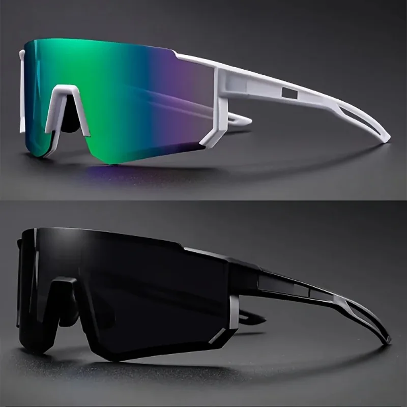 2pcs Men's Oversized Cycling Sunglasses Women Sport Goggles Windproof Lens Road Riding Bike Eyewear UV400 Gafas De Sol