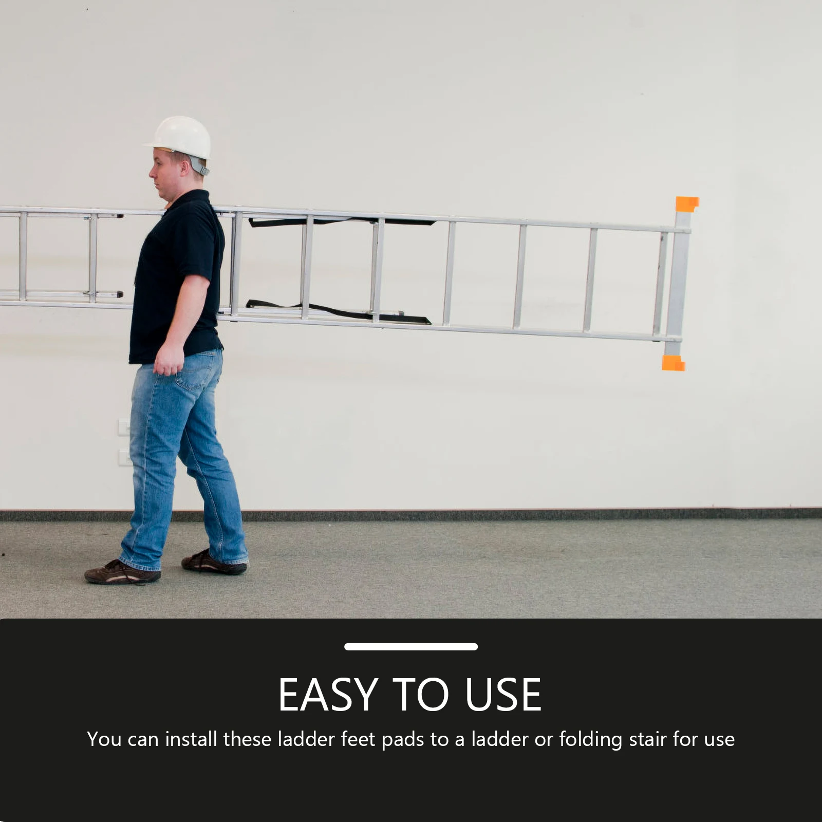 

2pcs Ladder Feet Protectors Rubber Foot Pads Replacement Covers Telescopic Step Accessories Non slip Construction Safety