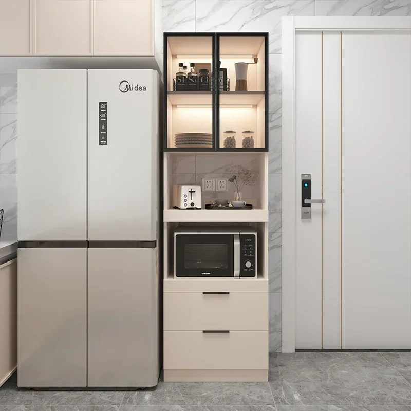 

Home Living Room Wall Cream Style Dining Side High Cabinet Integrated Modern Minimalist Storage Cabinet