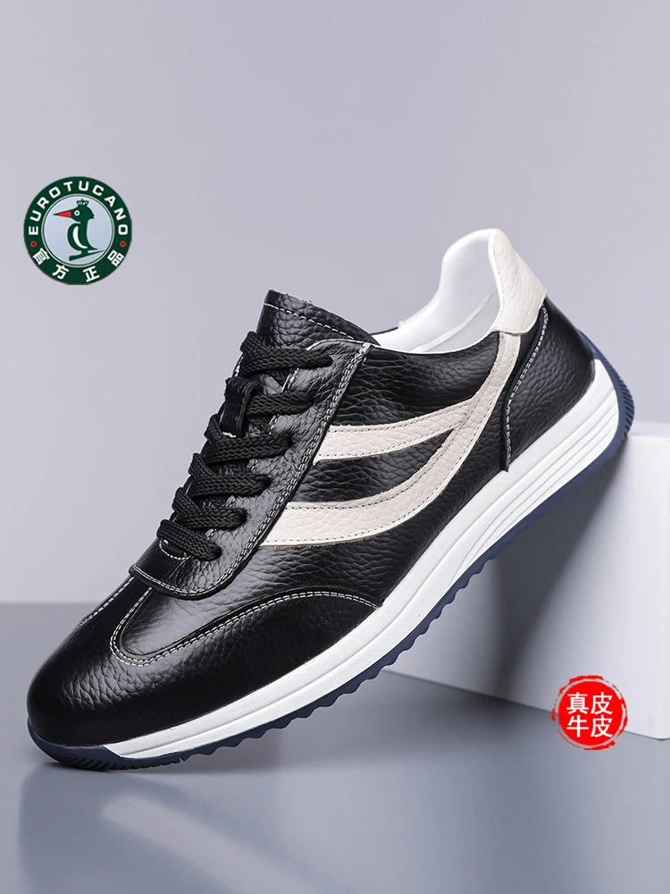 

Мужские летние дышащие мягкие повседневные туфли из натуральной кожи, противоскользящие спортивные туфли, модные универсальные туфли с круглым носком