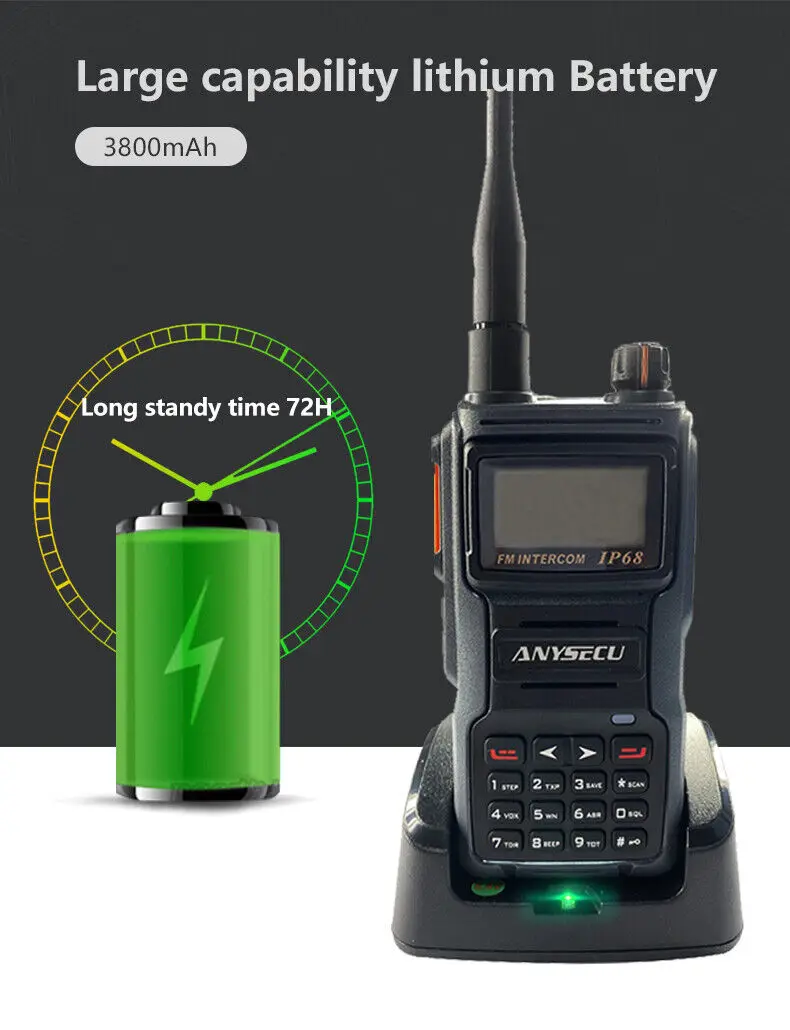 Anysecu W450 IP68 Radio bidirezionale Quad Band 136-174/400-480/200-260/350-390MHZ Radioamatore a 199 canali Copia di frequenza wireless