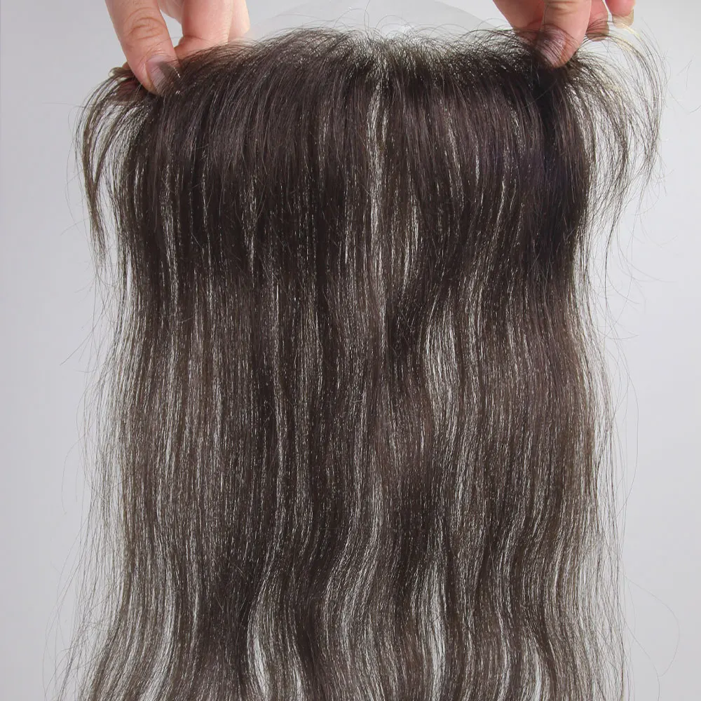 Natural V Loop Human Hair Front Hairpiece for Women 2# Brown Color PU Base 0.78x6.29 12-14 Inch Real Hair Topper