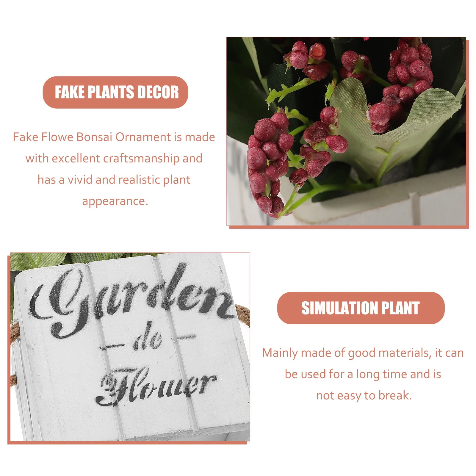 

Artificial Flower Ornament Decor Decorations Flowers Floral Fake Artifical Small Bonsai in Pot Set