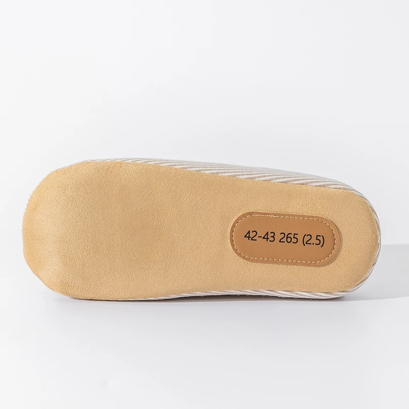Simple Striped Home Slippers Men's Spring and Autumn Indoor Wooden Floor Bedroom Silent Comfortable Japanese Style Home Shoes