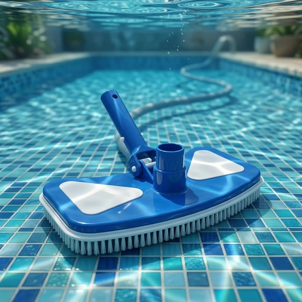 Pool Floor Nozzle with Weighted Design to Prevent Floating and Soft Bumper Protection for Pool Walls Use with Telescopic Pole