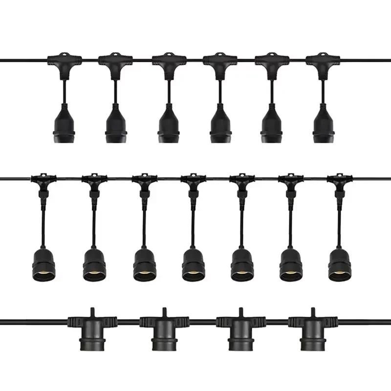 E27 LED Waterproof Light String Camping Tent Atmosphere Light Outdoor Power Cable 230V Wedding Decoration Series Connector Line